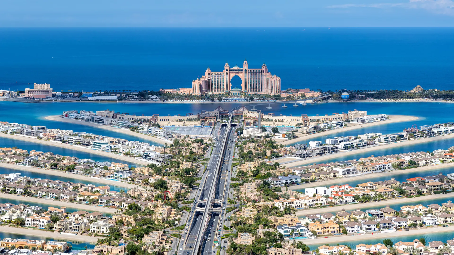 Luftaufnahme des Atlantis The Palm Hotels auf der künstlichen Palmeninsel