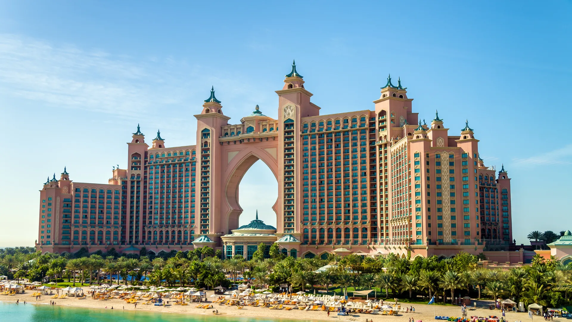 Das monumentale Atlantis The Palm Hotel auf der Spitze der Palmeninsel