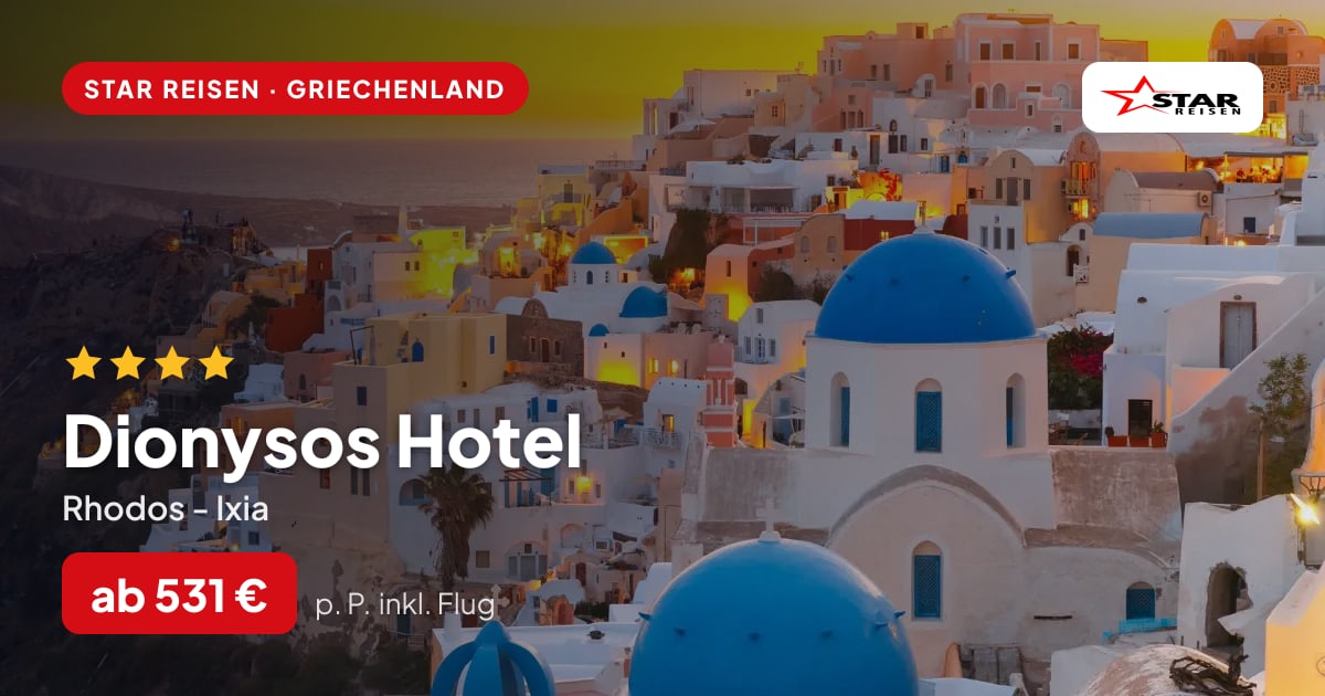 Dionysos Hotel – Rhodos - Ixia ab 531 € p. P.