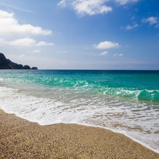 Goldener Sandstrand und türkisblaues Meer vor der Burg von Alanya